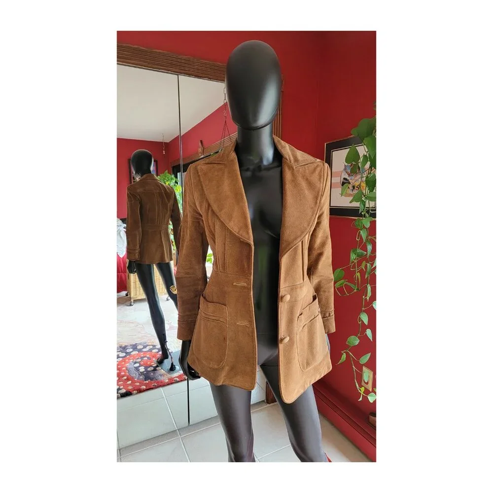 Vintage Brown Suede Corset Style Blazer - Picture 1 of 5